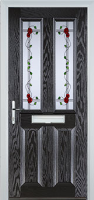2 Panel 2 Square Mackintosh Rose Composite Front Door in Black Brown