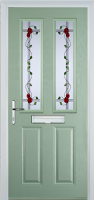 2 Panel 2 Square Mackintosh Rose Composite Front Door in Chartwell Green