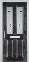 2 Panel 2 Square Murano Composite Front Door in Black Brown
