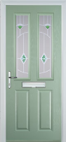 2 Panel 2 Square Murano Composite Front Door in Chartwell Green