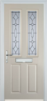 2 Panel 2 Square Zinc/Brass Art Clarity Composite Front Door in Cream
