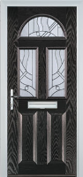 2 Panel 2 Square 1 Arch Abstract Composite Front Door in Black Brown