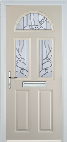 2 Panel 2 Square 1 Arch Abstract Composite Front Door in Cream