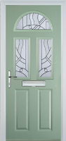 2 Panel 2 Square 1 Arch Abstract Composite Front Door in Chartwell Green