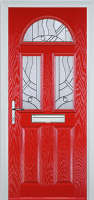 2 Panel 2 Square 1 Arch Abstract Composite Front Door in Poppy Red