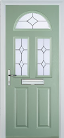 2 Panel 2 Square 1 Arch Crystal Diamond Composite Front Door in Chartwell Green