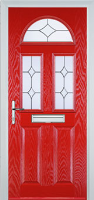 2 Panel 2 Square 1 Arch Crystal Diamond Composite Front Door in Poppy Red