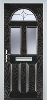 2 Panel 2 Square 1 Arch Crystal Tulip Composite Front Door in Black Brown