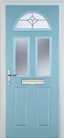 2 Panel 2 Square 1 Arch Crystal Tulip Composite Front Door in Duck Egg Blue