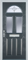 2 Panel 2 Square 1 Arch Crystal Tulip Composite Front Door in Anthracite Grey