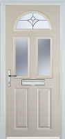 2 Panel 2 Square 1 Arch Crystal Tulip Composite Front Door in Cream