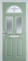 2 Panel 2 Square 1 Arch Crystal Tulip Composite Front Door in Chartwell Green