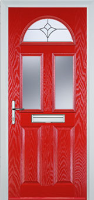 2 Panel 2 Square 1 Arch Crystal Tulip Composite Front Door in Poppy Red