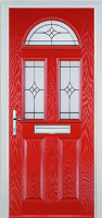 2 Panel 2 Square 1 Arch Elegance Composite Front Door in Poppy Red