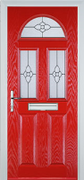 2 Panel 2 Square 1 Arch Finesse Composite Front Door in Poppy Red