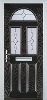 2 Panel 2 Square 1 Arch Flair Composite Front Door in Black Brown