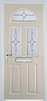 2 Panel 2 Square 1 Arch Flair Composite Front Door in Cream