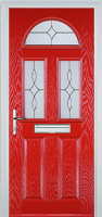 2 Panel 2 Square 1 Arch Flair Composite Front Door in Poppy Red