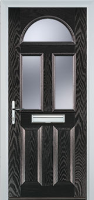 2 Panel 2 Square 1 Arch Glazed Composite Front Door in Black Brown