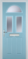 2 Panel 2 Square 1 Arch Glazed Composite Front Door in Duck Egg Blue