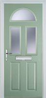 2 Panel 2 Square 1 Arch Glazed Composite Front Door in Chartwell Green