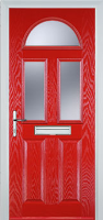 2 Panel 2 Square 1 Arch Glazed Composite Front Door in Poppy Red