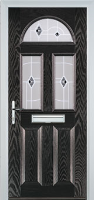 2 Panel 2 Square 1 Arch Murano Composite Front Door in Black Brown