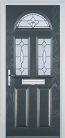 2 Panel 2 Square 1 Arch Zinc/Brass Art Clarity Composite Front Door in Anthracite Grey