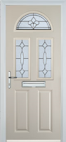 2 Panel 2 Square 1 Arch Zinc/Brass Art Clarity Composite Front Door in Cream