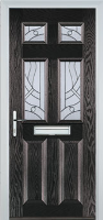 2 Panel 4 Square Abstract Composite Front Door in Black Brown