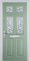 2 Panel 4 Square Abstract Composite Front Door in Chartwell Green