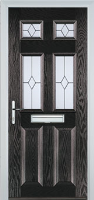 2 Panel 4 Square Classic Composite Front Door in Black Brown