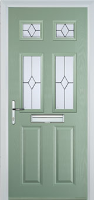 2 Panel 4 Square Classic Composite Front Door in Chartwell Green