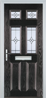 2 Panel 4 Square Elegance Composite Front Door in Black Brown