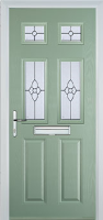2 Panel 4 Square Finesse Composite Front Door in Chartwell Green