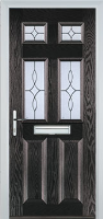 2 Panel 4 Square Flair Composite Front Door in Black Brown