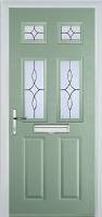 2 Panel 4 Square Flair Composite Front Door in Chartwell Green