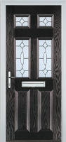 2 Panel 4 Square Zinc/Brass Art Clarity Composite Front Door in Black Brown