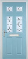 2 Panel 4 Square Zinc/Brass Art Clarity Composite Front Door in Duck Egg Blue