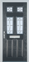 2 Panel 4 Square Zinc/Brass Art Clarity Composite Front Door in Anthracite Grey