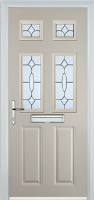 2 Panel 4 Square Zinc/Brass Art Clarity Composite Front Door in Cream