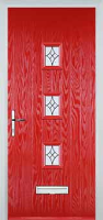 3 Square (centre) Elegance Composite Front Door in Poppy Red
