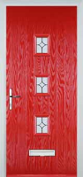 3 Square (centre) Flair Composite Front Door in Poppy Red