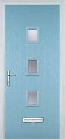 3 Square (centre) Glazed Composite Front Door in Duck Egg Blue