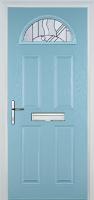 4 Panel 1 Arch Abstract Composite Front Door in Duck Egg Blue
