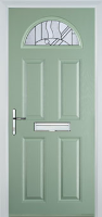 4 Panel 1 Arch Abstract Composite Front Door in Chartwell Green