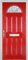 4 Panel 1 Arch Abstract Composite Front Door in Poppy Red