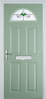 4 Panel 1 Arch Crystal Bohemia Composite Front Door in Chartwell Green