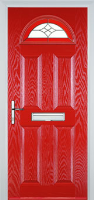 4 Panel 1 Arch Crystal Harmony Composite Front Door in Poppy Red