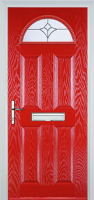 4 Panel 1 Arch Crystal Tulip Composite Front Door in Poppy Red